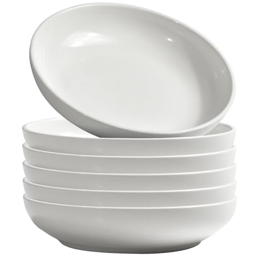 Pasta Bowls 30 Ounces Porcelain Serving Bowls for Salad (6 Count)