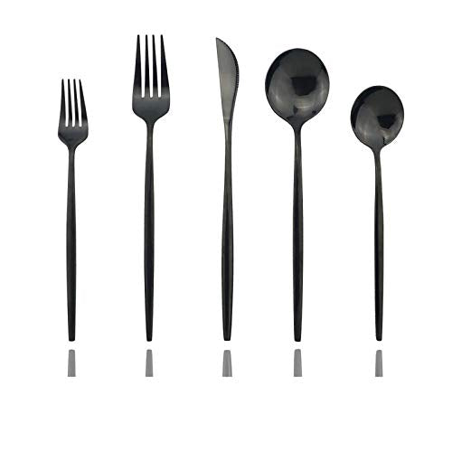 Shiny Black Silverware Set (6 Count)