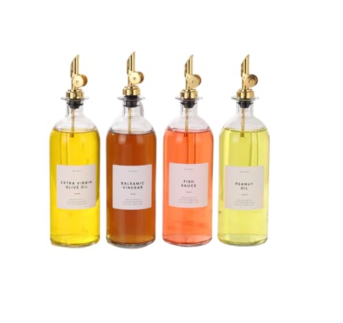 Oil and Vinegar Dispenser with Metal Pour Spout (4 Count)