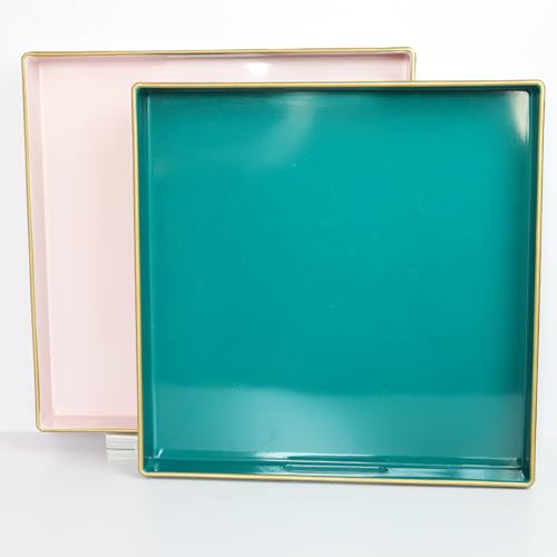 Green Decorative Serving Tray with Handles