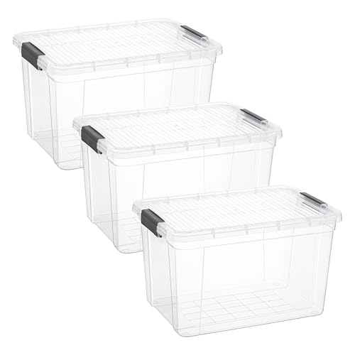 26.5 Quart Clear Plastic Storage Boxes with Lids (3 Count)