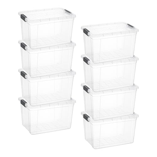 14.7 Quart Clear Plastic Storage Boxes with Lids (8 Count)