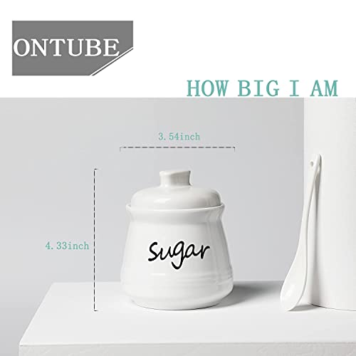 Ceramic Sugar Bowl with Lid and Spoon 12oz