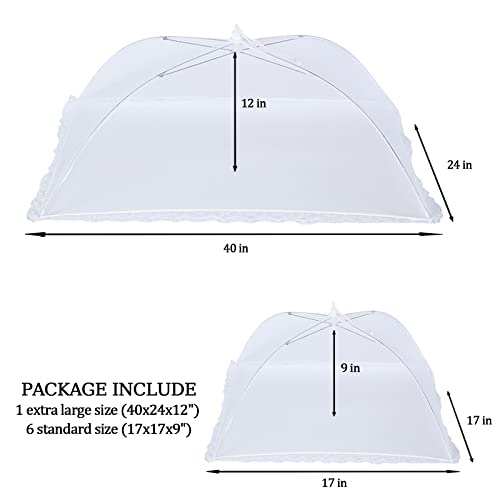 8 Pack Food Tents Food Covers for Outside Mesh Screen Include 2 Extra Large