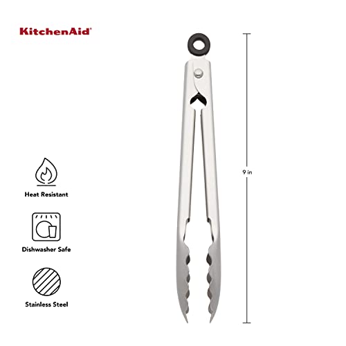 Gourmet Stainless Steel Serving Tongs with Hang Hook and Secure Closing Lock