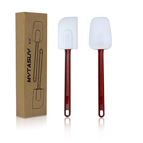 10 INCH Silicone Spatulas Heat Resistant Heavy Duty Rubber Spatulas Commercial Spatulas Set for Kitchen Use Silicone Cooking Utensils Sets of 2 (2 Count)