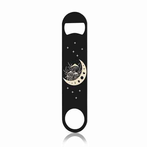 Wild Mushrooms Stainless Steel Bottle Opener Abstract Mystical Cosmic Moon Phases and Rituals Star Flat Beer Bottle Opener Keychain for Home Kitchen Bar Restaurant Party Birthday Gift