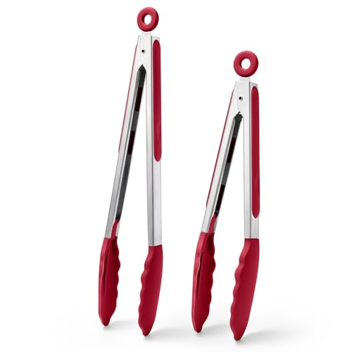 Kitchen Tongs with Silicone Tips for Cooking Serving