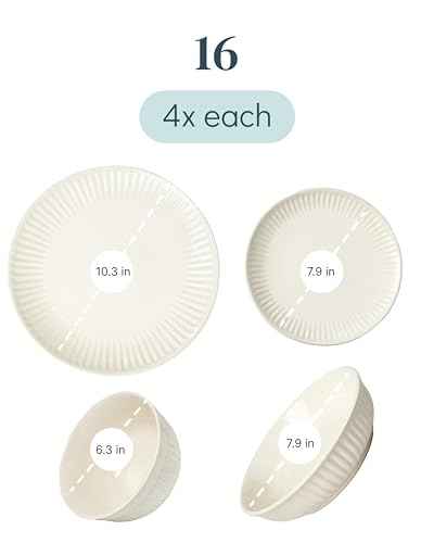 16 Piece Stoneware Dinnerware Set for 4 (16 Count)