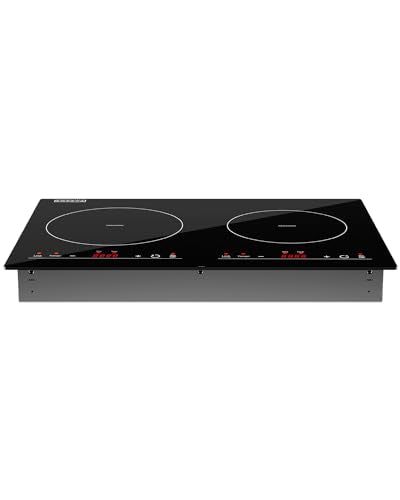 Electric Stove Induction Cooktop Horizontal with 2 Burners in Black Vitro Ceramic Smooth Surface Glass 120V