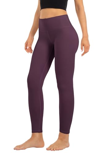 High Waist Butt Lifting Leggings for Women Buttery Soft Breathable Yoga Pants with Hidden Pocket Tummy Control Gym Maroon