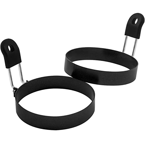 3.5" Egg Rings Set of 2 with Silicone Handle (2 Count)