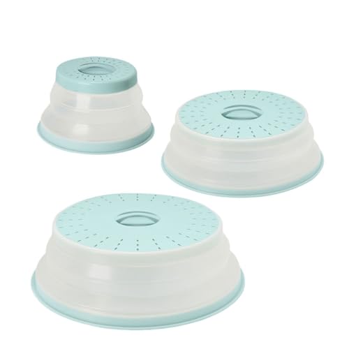 3 Piece Silicone Microwave Splatter Lid Set Blue Haze Small Medium Large Set of 3 (3 Count)