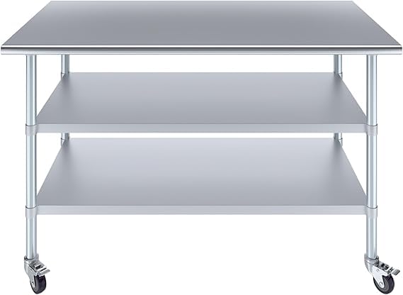 60" x 30" Stainless Steel Work Table with 2 Shelves