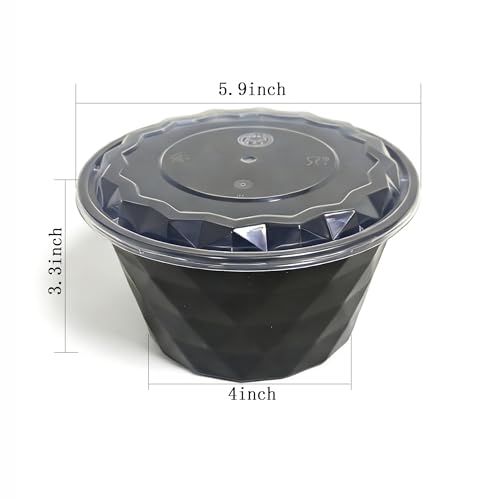 26oz Round Plastic Meal Prep Containers Reusable With Lids (100 Count)