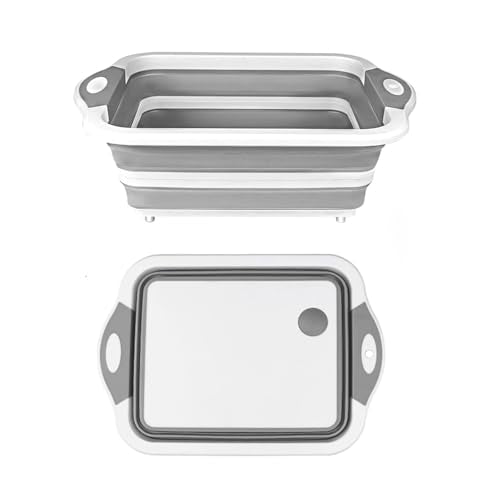 Camping Collapsible Cutting Board Dish Basin BBQ Prep Tub Camp Sink Dish Washing Station Multifunctional Storage Basket