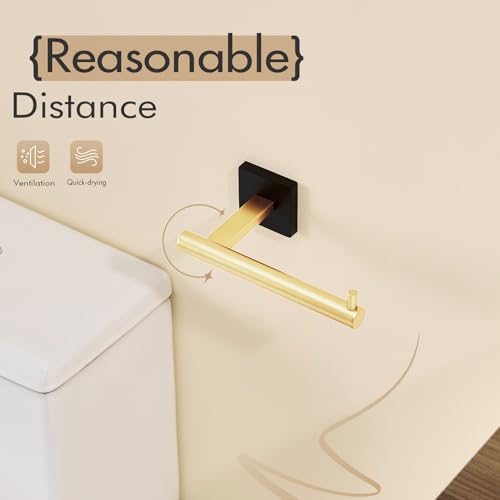 Toilet Paper Holder Black with Gold Toilet Roll Holder Hold Mega Rolls Kitchen Bathroom Tissue Paper Dispenser Stainless Steel