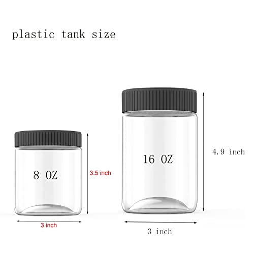 6 Pack 8 Oz Plastic Jars with Black Lids (6 Count)