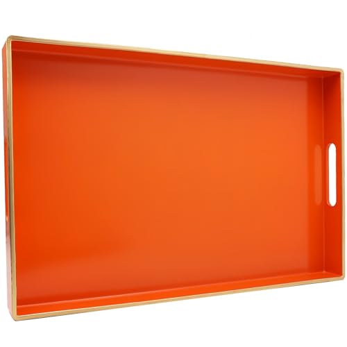 Orange Decorative Serving Tray with Handles