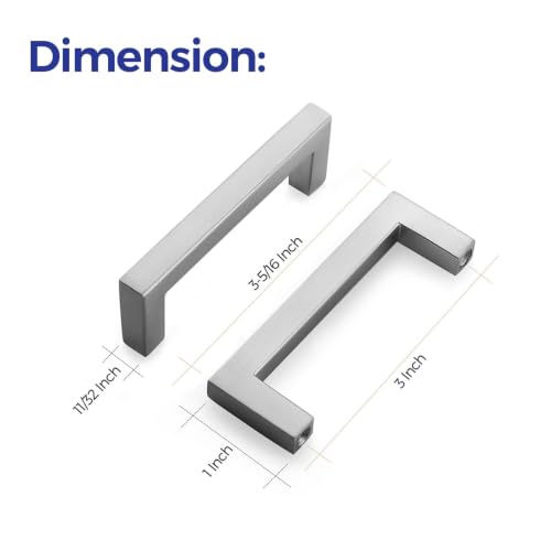 Brushed Nickel Cabinet Handles Solid Cabinet Pulls 3 Inch 30 Pack (30 Count)