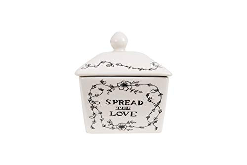 Country Stoneware Butter Dish with "Spread the Love" Message and Farm Landscape Design