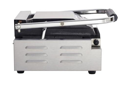 Commercial Electric Panini Sandwich Grill with Grooved Top and Smooth Bottom Plates
