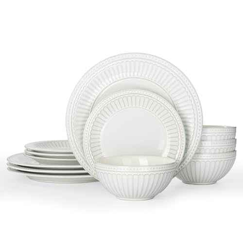 Ceramic Plates and Bowls Sets (12 Count)