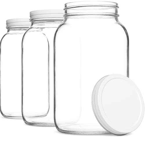 Set of 3 One Gallon Large Glass Jar with Lid (3 Count)