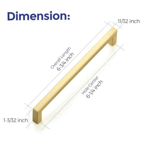 Brushed Gold Cabinet Handles Solid Cabinet Pulls 6 (15 Count)