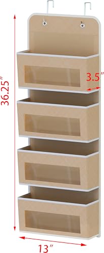 4 Clear Window Pocket Over Door Hanging Organizer
