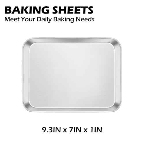 Non Toxic 9x7IN Small Stainless Steel Baking Sheet Pans (2 Count)