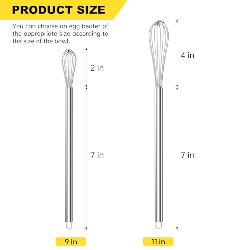 Mini Whisks Stainless Steel Whisk Set 9" 11"