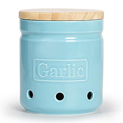 Garlic Keeper with Wooden Lid