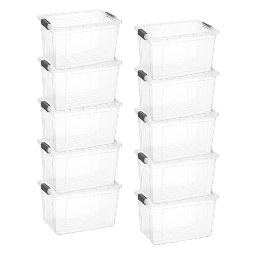 14.7 Quart Clear Plastic Storage Boxes with Lids (10 Count)