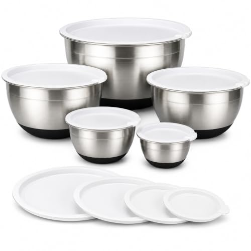 Premium Stainless Steel Mixing Bowls with Lids Non (5 Count)