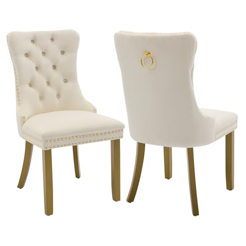 Cream Velvet Dining Chairs Set of 2 (2 Count)