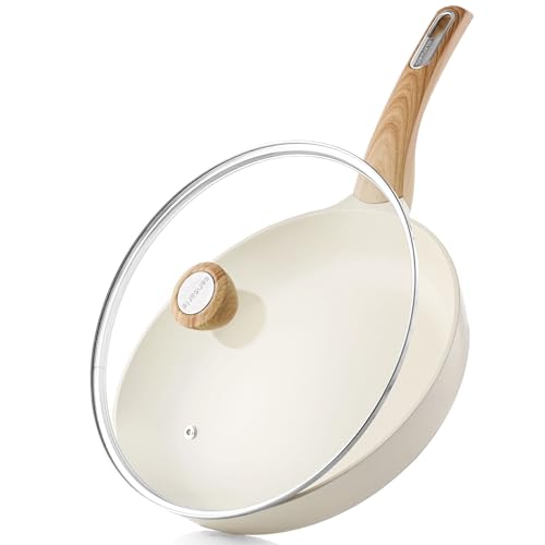 8inch Ceramic Nonstick Frying Pan Paella Pan with Lid