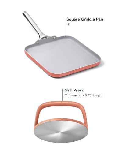 11" Non Stick Square Griddle Pan and 6" Grill Press Duo