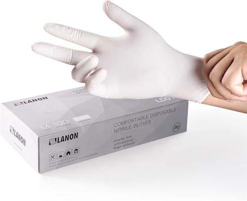 LANON Food Safe White Disposable Nitrile Gloves (100 Count)