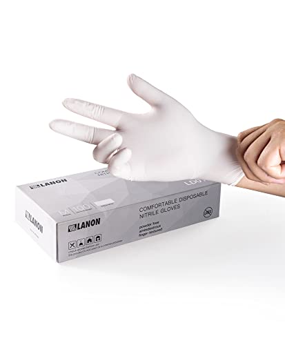 LANON Food Safe White Disposable Nitrile Gloves (100 Count)