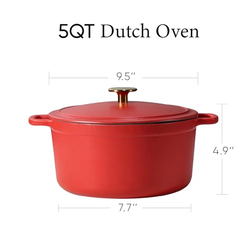 5QT Enameled Cast Iron Dutch Oven Pot with Lid