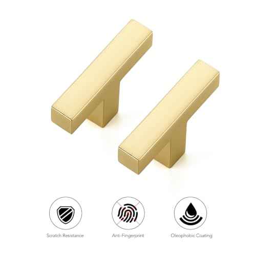Brushed Gold Cabinet Handles Solid Drawer Pulls Single Hole 15 Pack (15 Count)