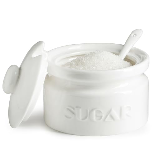 10oz Ceramic Sugar Bowl with Lid and Spoon for Coffee Bar (15.99 Count)