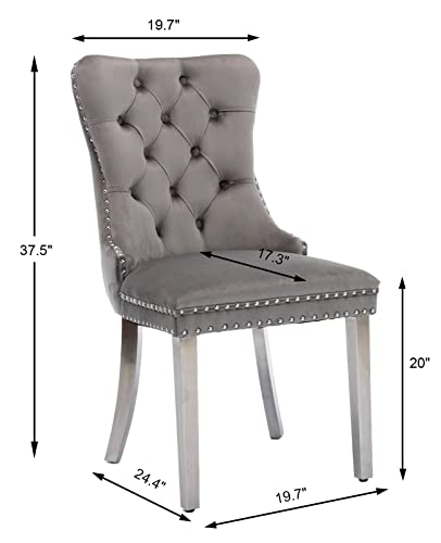 Grey Velvet Dining Chairs Set of 4 (4 Count)