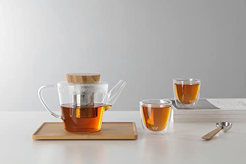 Viva Infusion Borosilicate Glass Tea Pot for Stovetop with Loose Leaf Tea Infuser Mesh (34 Ounce)