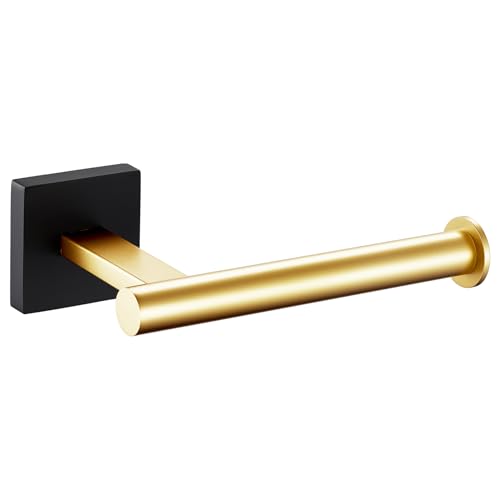 Toilet Paper Holder Toilet Roll Holders Hold Mega Rolls Kitchen Bathroom Tissue Paper Dispenser Black with Gold Stainless Steel