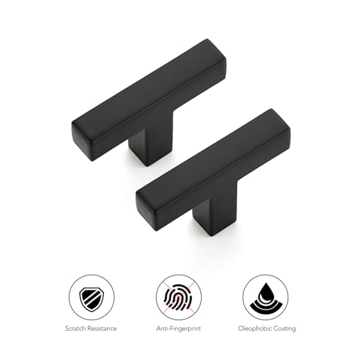 Matte Black Cabinet Handles Solid Cabinet Pulls Single Hole 10 Pack (10 Count)