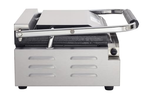 Commercial Electric Panini Sandwich Grill with Grooved Plates