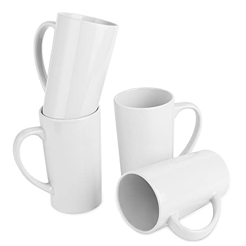 22oz white Super Large tall Ceramic Coffee Mugs Large Handles Set of 4 (4 Count)