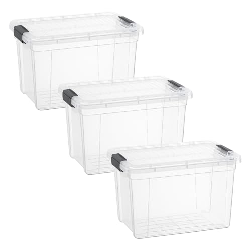 2.5 Quart Clear Plastic Storage Boxes with Lids (3 Count)